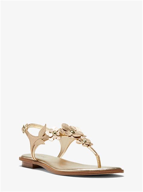 Flora Appliqué Metallic Leather Sandal 